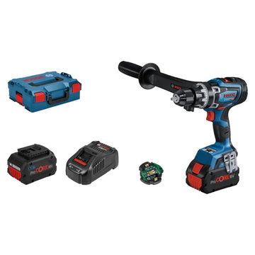 Trapano Avvitatore A Percussione Bosch GSB 18V-150 C Professional Biturbo 18 V + 2 Batterie Li-Ioni Da 8,0 Ah + Caricabatterie + Valigetta L-BOXX 136 - 06019J5105