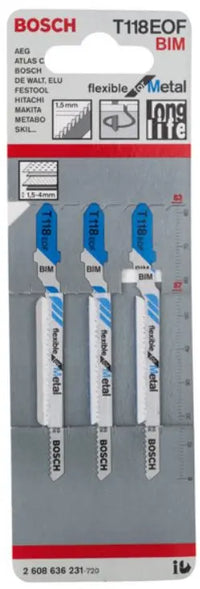 Lama Per Seghetto Alternativo T 118 EOF Per Metallo 3 Pezzi  Bosch 2608636231
