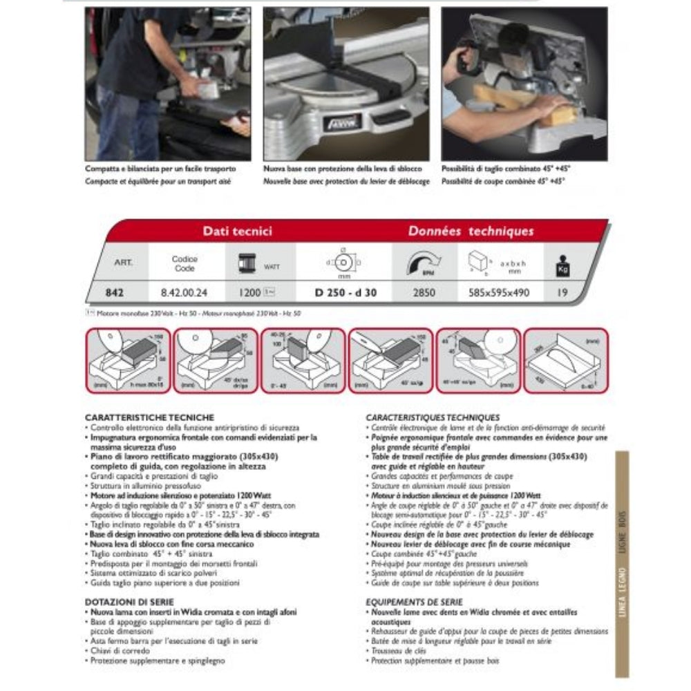 Troncatrice Femi 842 250mm 1200W 230V