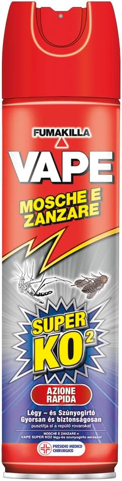 Vape, Mosche e Zanzare Spray, Insetticida Per Zanzare e mosche, Adatto per l'Uso Domestico, Ideale per Eliminare Zanzare e Mosche, Innocuo su Fiori e Piante, 400 ml