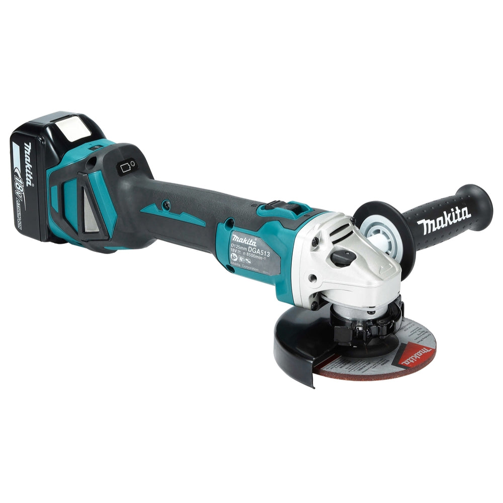 Smerigliatrice Angolare Makita DGA513RTJ 125mm 18V con 2 batterie da 5,0Ah