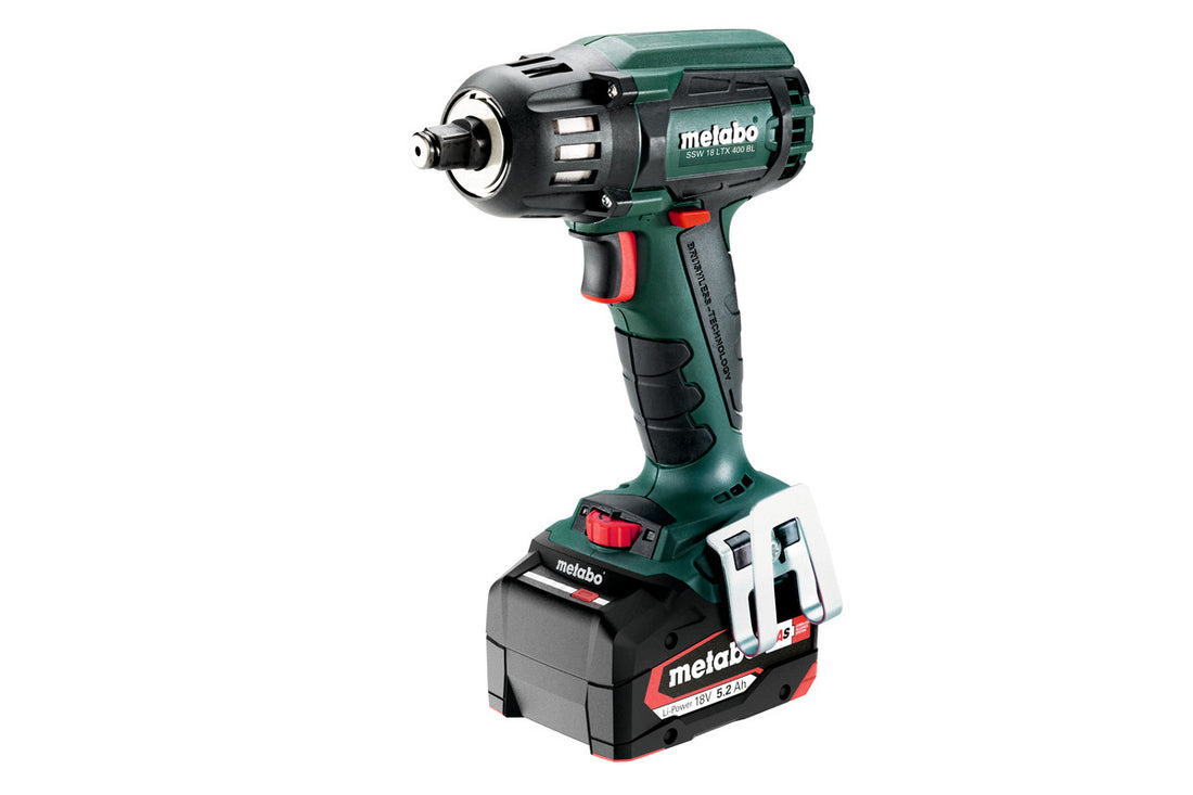 Impact Wrench SSW 18 LTX 400 BL + 2 Batteries 5.2Ah LiHD + Charger ASC 145 Metabo 602205650