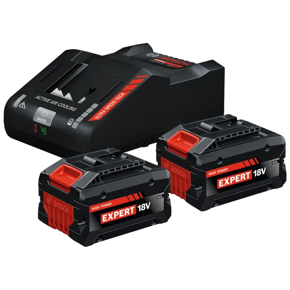 Set Di Ricarica Bosch 2x Batterie EXBA18V-80 8,0Ah + Caricabatteria EXAL18V-160 - 1600A0373T