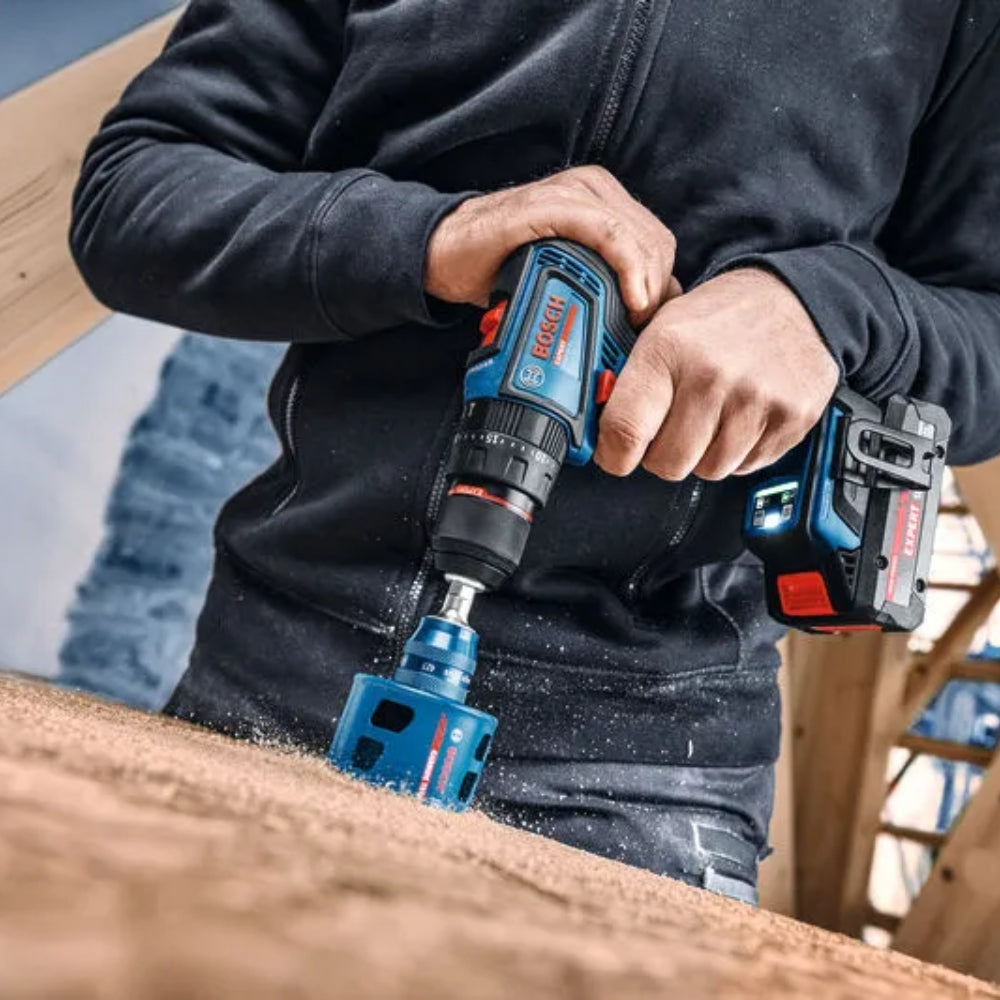 Trapano Avvitatore A Batteria Con Percussione Bosch Expert EXSB18V-90 18V Brushless Con 3 batterie 4.0 Ah + Caricabatterie e Valigetta L‑BOXX - 06019R3102