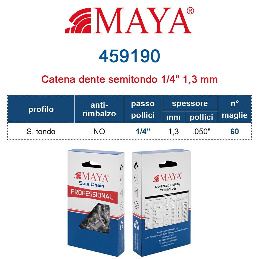 Catena Per Motosega MAYA 459190 MY50K 1/4" .050" 1.3mm Maglie 60