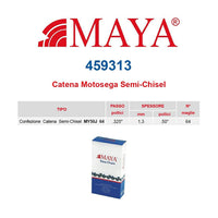 Catena Per Motosega MAYA 459313 MY50J S/C .325" .050" 1.3mm Maglie 64