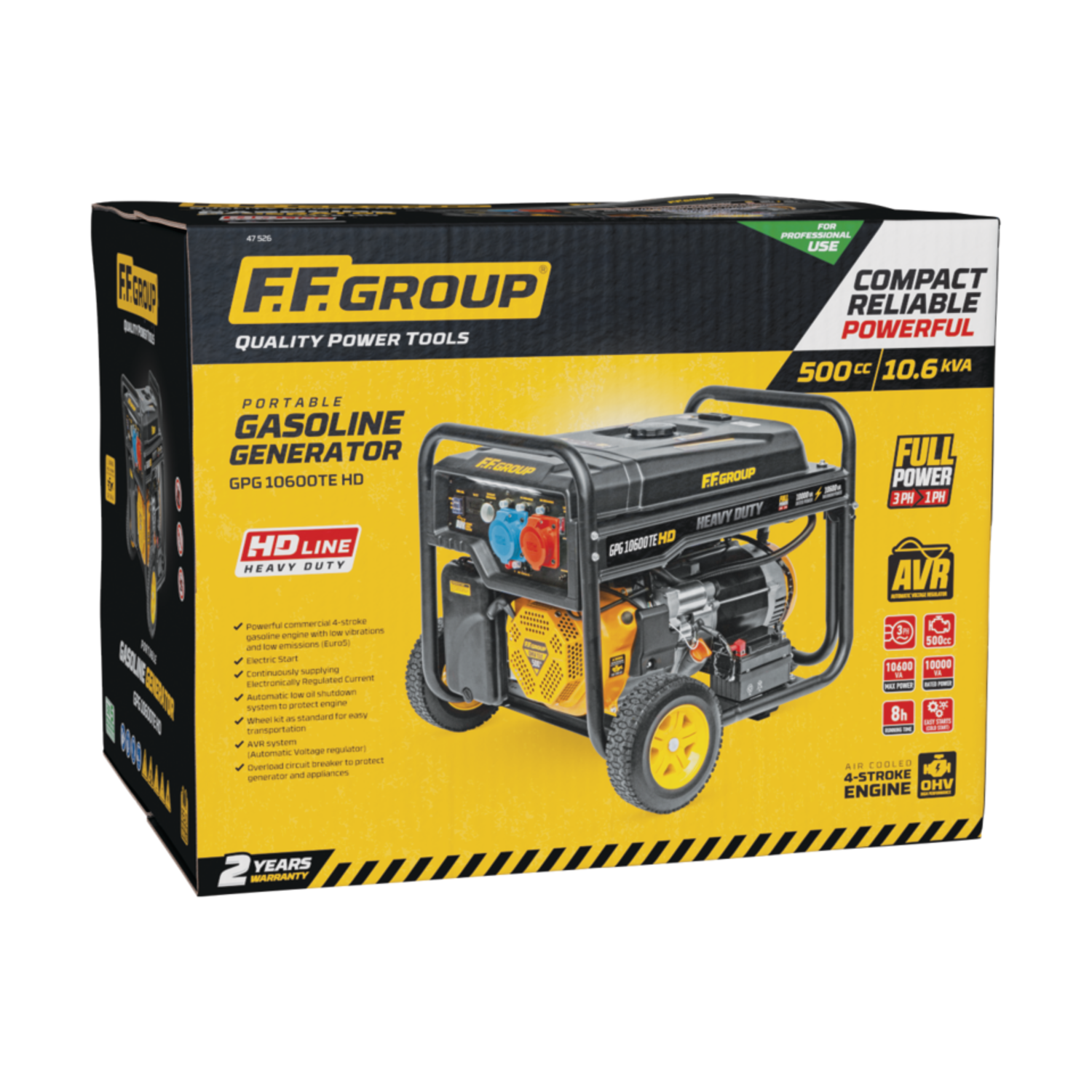 Generatore Di Corrente A Benzina F.F. Group GPG 7500TE HD 7.5kW 420cc Carrellato