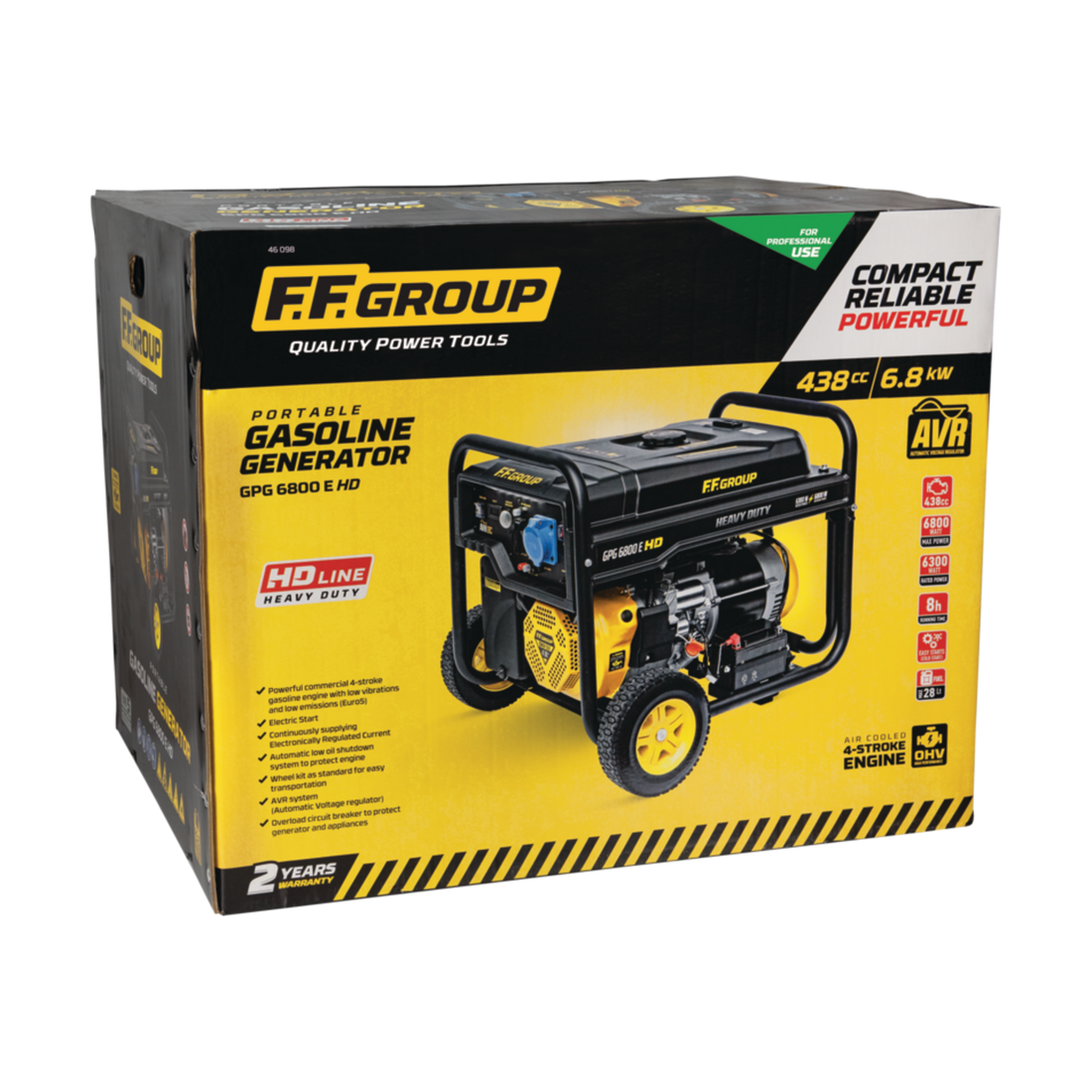 Generatore Di Corrente A Benzina F.F. Group GPG 6800E HD 6.8kW 438cc Carrellato