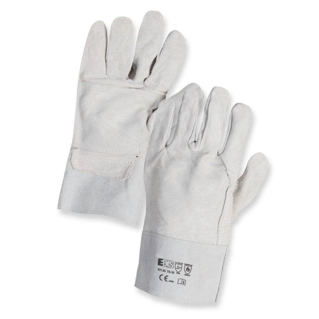 Guanto Da Lavoro In Pelle Di Bovino Crosta Anticalore Con Palmo Rinforzato E Manichetta Da 7,5cm Taglia 10 Edis E21.05/C
