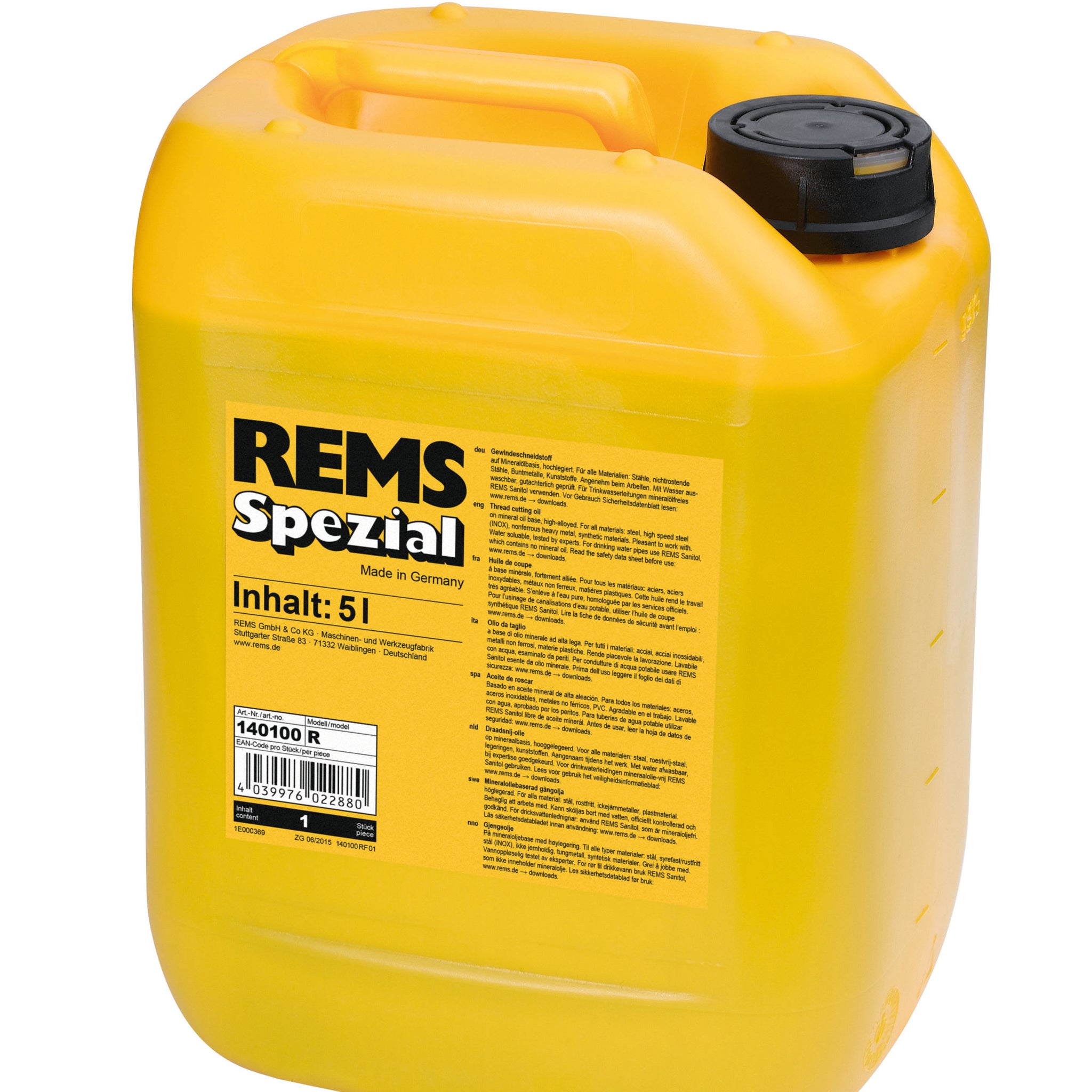 Olio Minerale Spezial Rems Per Filettare Da 5 Litri 140100R