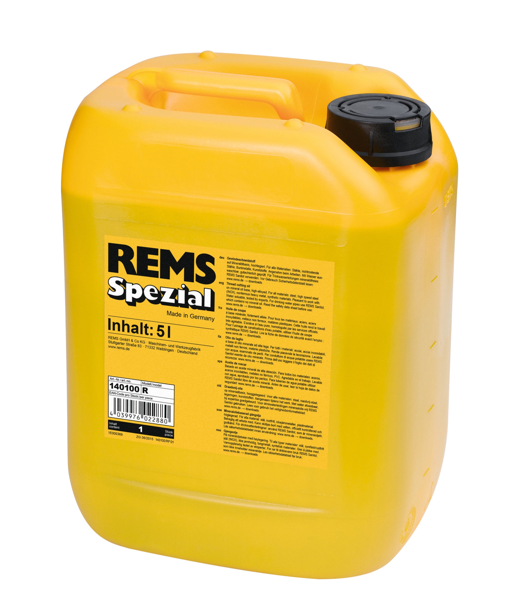 Olio Minerale Spezial Rems Per Filettare Da 5 Litri 140100R