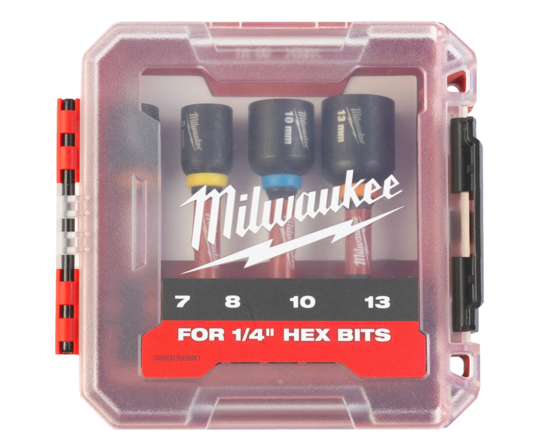 Set Bussole Magnetiche a Codolo Esagonale SHOCKWAVE™ 1/4" 4 Pezzi Milwaukee