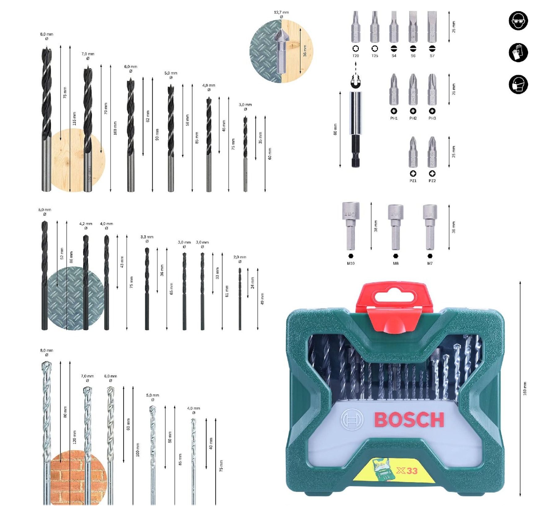 Set Punte Da Trapano E Bit Inserti Avvitamento X-line 33 Pezzi Bosch 2607019325