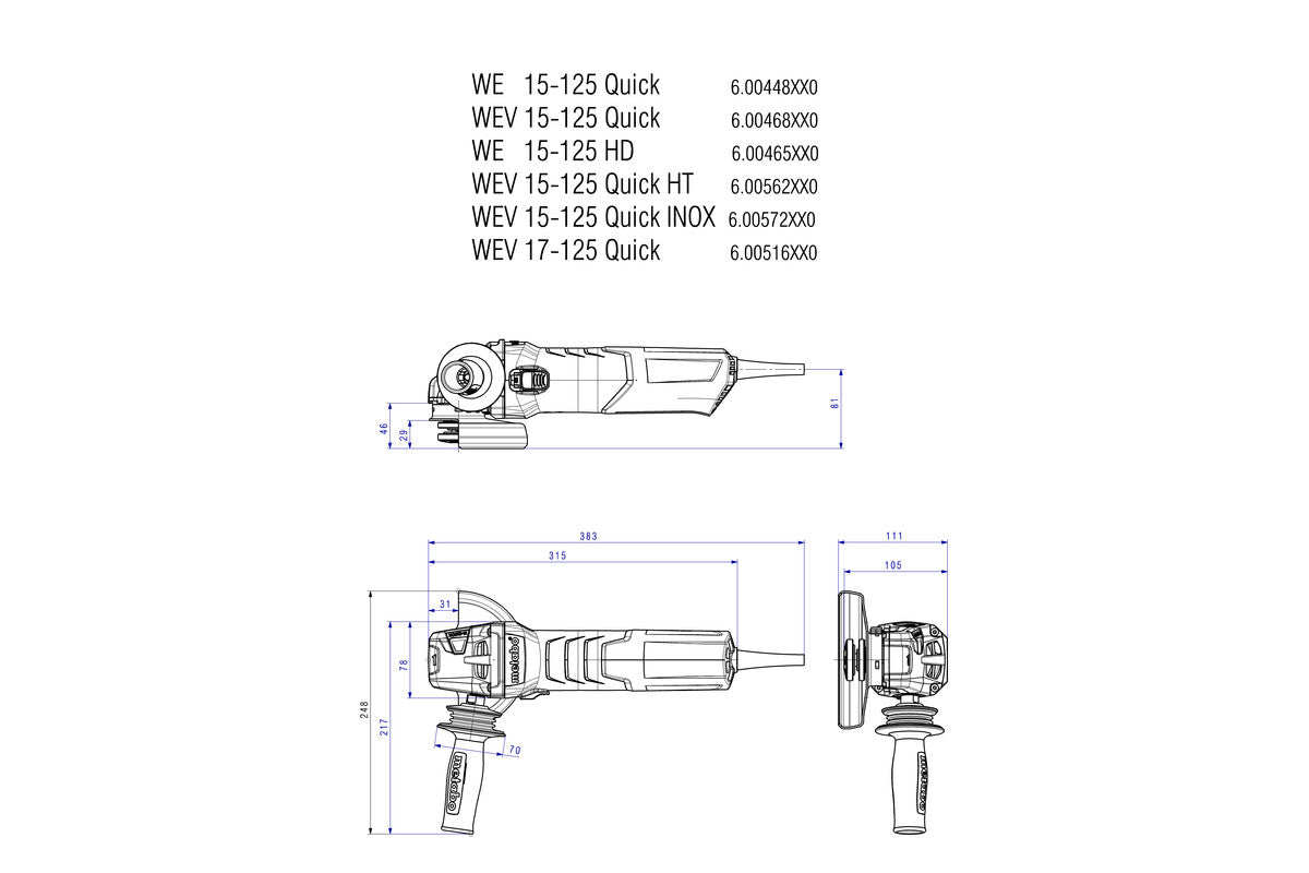 Smerigliatrice Angolare WE 15-125 QUICK Metabo 600448000