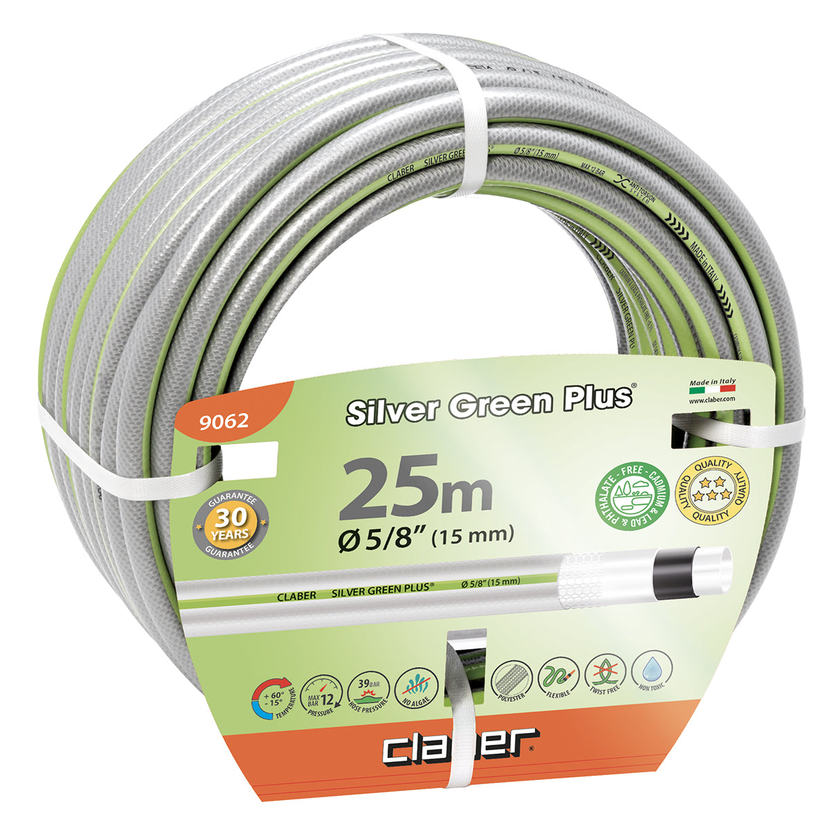 Tubo Per Irrigazione Claber Silver Green Plus Ø 5/8” m 25 - 9062
