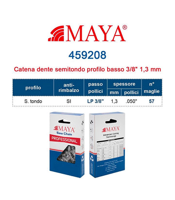 Catena Per Motosega MAYA 459208 MY50RG S/C L/P 3/8" .050" 1.3mm Maglie 57