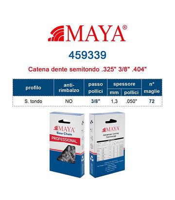 Catena Per Motosega MAYA 459339 MY50A S/C 3/8" .050" 1.3mm Maglie 72