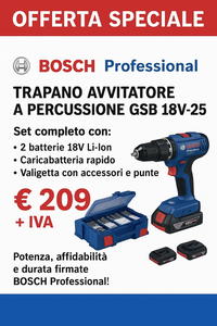 OFFERTA SPECIALE BOSCH Trapano Avvitatore A Percussione Bosch Professional GSB 18V-25 Con 63 Accessori + 2 Batterie 18V da 2,0Ah + Caricabatterie - 06019K9304