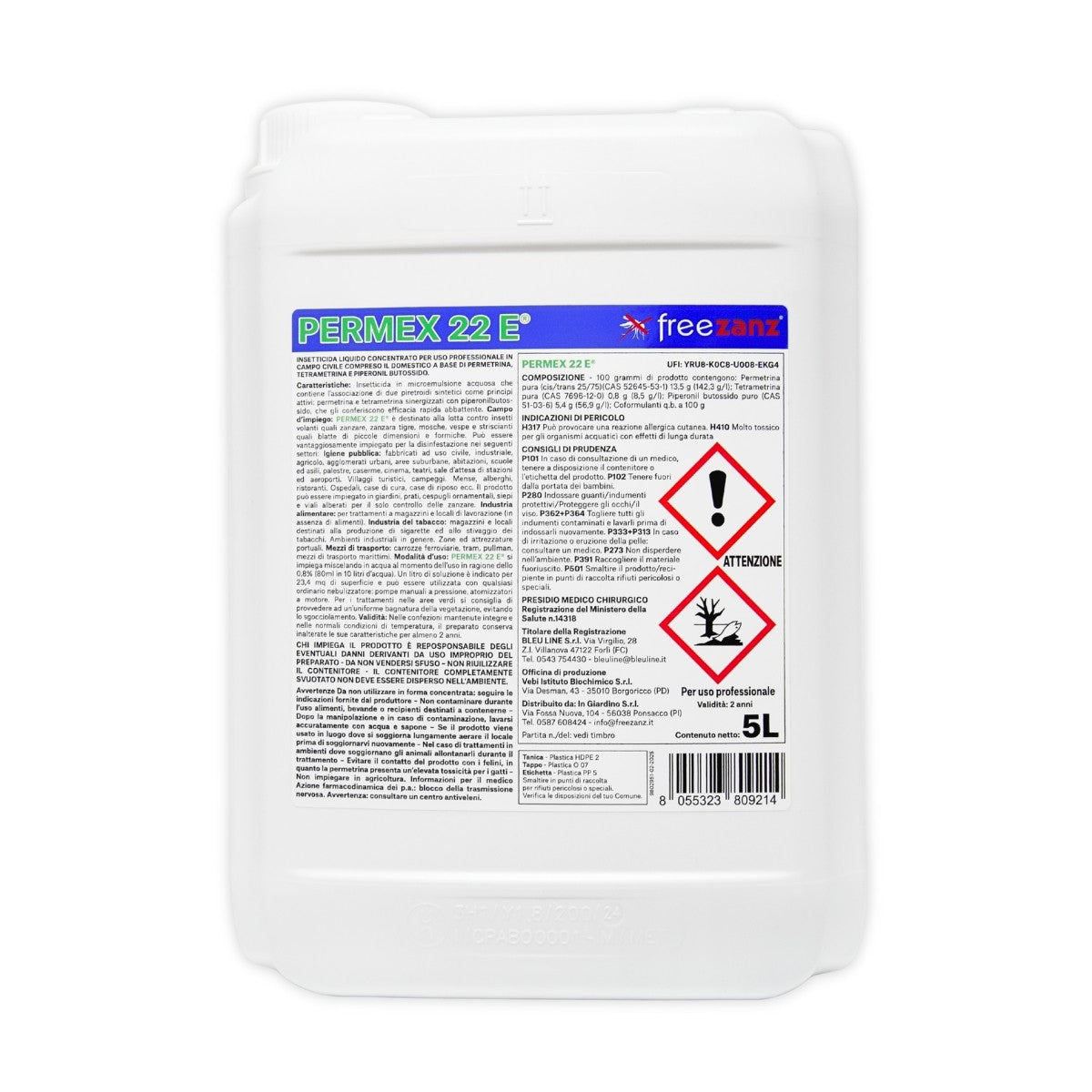 Insetticida Liquido Concentrato Professional PMC Plus Freezanz - Permex 22 E - 5 L