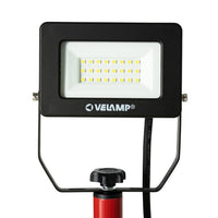 Proiettore LED SMD 20W, IP65, Nero, 6500K Con Treppiede E Cavo 3mt Velamp LIGHT PAD 2