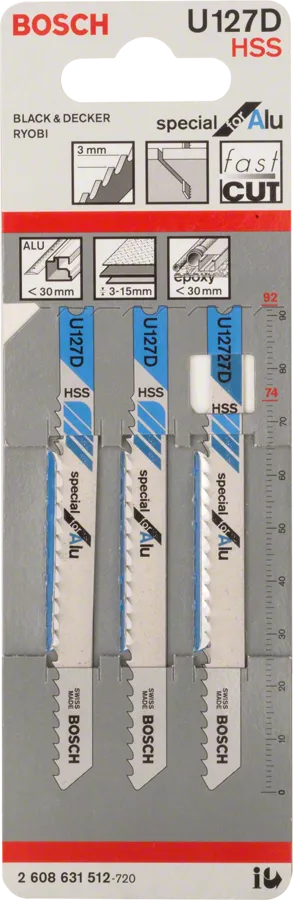 Lame Per Seghetto Alternativo U 127 D Special for Alu 3 Pezzi Bosch 2608631512