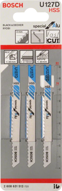 Lame Per Seghetto Alternativo U 127 D Special for Alu 3 Pezzi Bosch 2608631512
