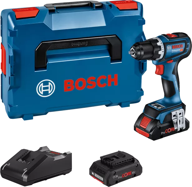 Bosch GSR 18V-90 C Cordless Drill Driver + 2x 4.0 Ah Li-Ion Batteries + Charger + L-BOXX 136 Case - 06019K6005 