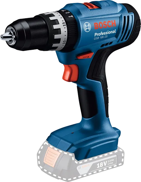 OFFERTA SPECIALE BOSCH Trapano Avvitatore A Percussione Bosch Professional GSB 18V-25 Con 63 Accessori + 2 Batterie 18V da 2,0Ah + Caricabatterie - 06019K9304