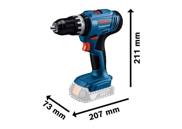 OFFERTA SPECIALE BOSCH Trapano Avvitatore A Percussione Bosch Professional GSB 18V-25 Con 63 Accessori + 2 Batterie 18V da 2,0Ah + Caricabatterie - 06019K9304