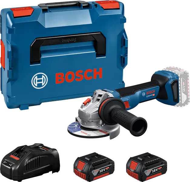 Smerigliatrice Angolare A Batteria Bosch GWS 18V-11 Professional 125mm 1100W Con 2 Batterie 5.0Ah + Caricabatterie + L-BOXX - 06019N4103