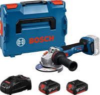 Smerigliatrice Angolare A Batteria Bosch GWS 18V-11 Professional 125mm 1100W Con 2 Batterie 5.0Ah + Caricabatterie + L-BOXX - 06019N4103