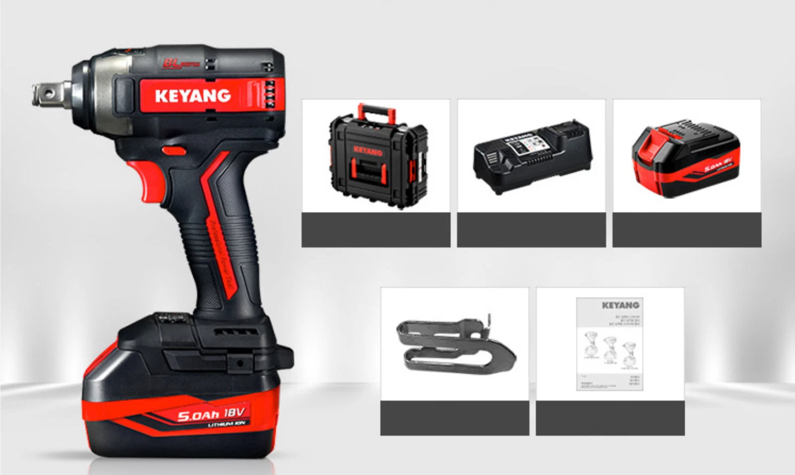 Avvitatore A Impulsi A Batteria Keyang IW18BLA Con Batterie Da 5.0Ah + Caricabatterie In Valigetta